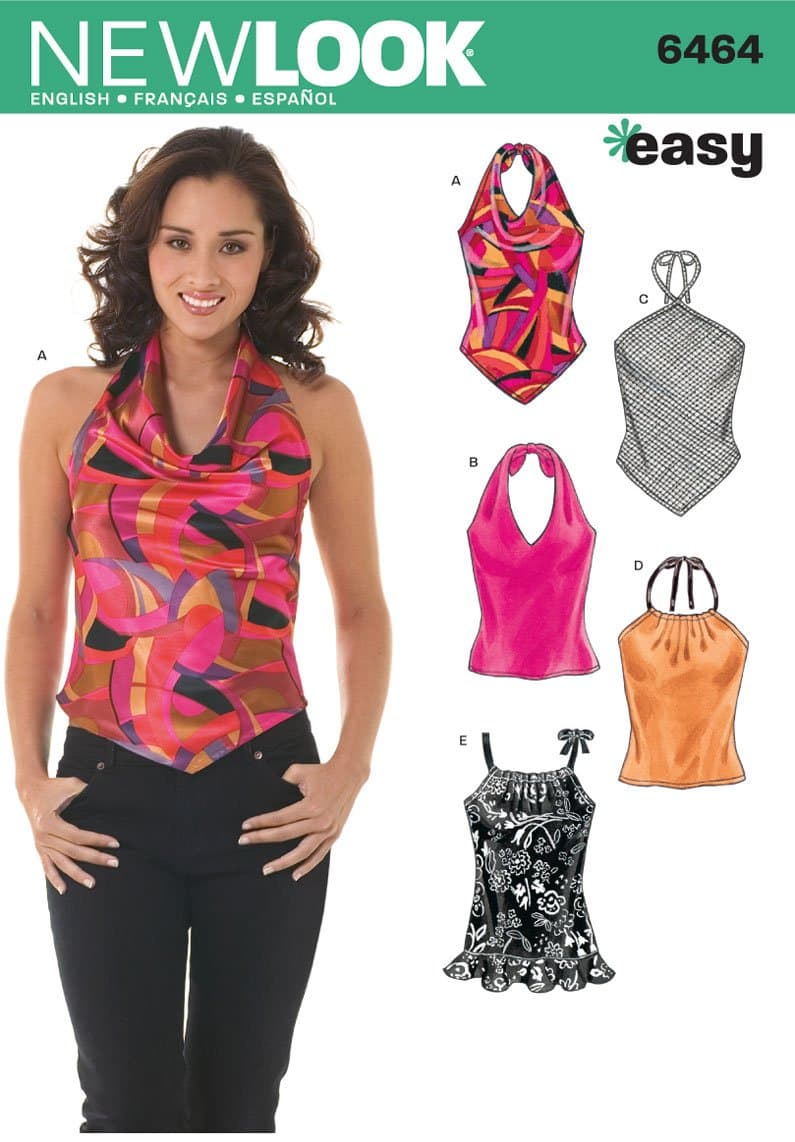New Look Sewing Pattern 6464 Misses Tops, Size A (8-10-12-14-16-18)