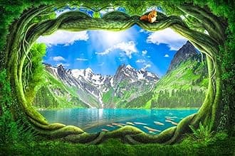 Nature Wallpaper, Decorative, Scenic View, Mountain/Lake, for Living Room/Bedroom/Guest Room, Self-Adhesive, Peel and Stick Wall Decor (Multi N E 13, 6x4)
