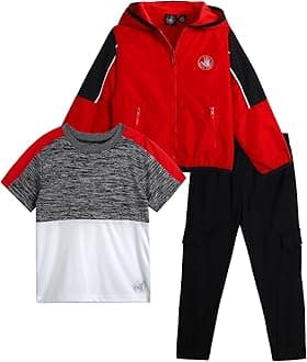 Body Glove Boys' Tracksuit Set of 3 Windbreaker Jacket Tricot Cargo Jogger Sweatpants and Performance T-Shirt (2T-7)