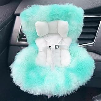 Doll Car Seat for 3–8 inch Figures, Fits Character Plushes, Blind Box Dolls & Vinyl Collectibles, Includes Air Vent Clip & Desktop Stand, Cute Car Ornament for Collectors (Mint Green Ombre​)
