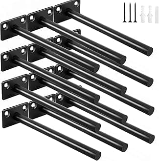 12 Pcs 6" Black Solid Steel Floating Shelf Bracket Blind Shelf Supports - Hid...