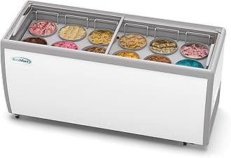 Koolmore 70 inch Commercial Ice Cream Dipping Cabinet Display Case, 12 Large Displayed Tubs, 10 Storing Tube, Sliding Glass Door, Rolling Wheels and Lockable Breaks [20 Cu. Ft.] (KM-ICD-71SD) White