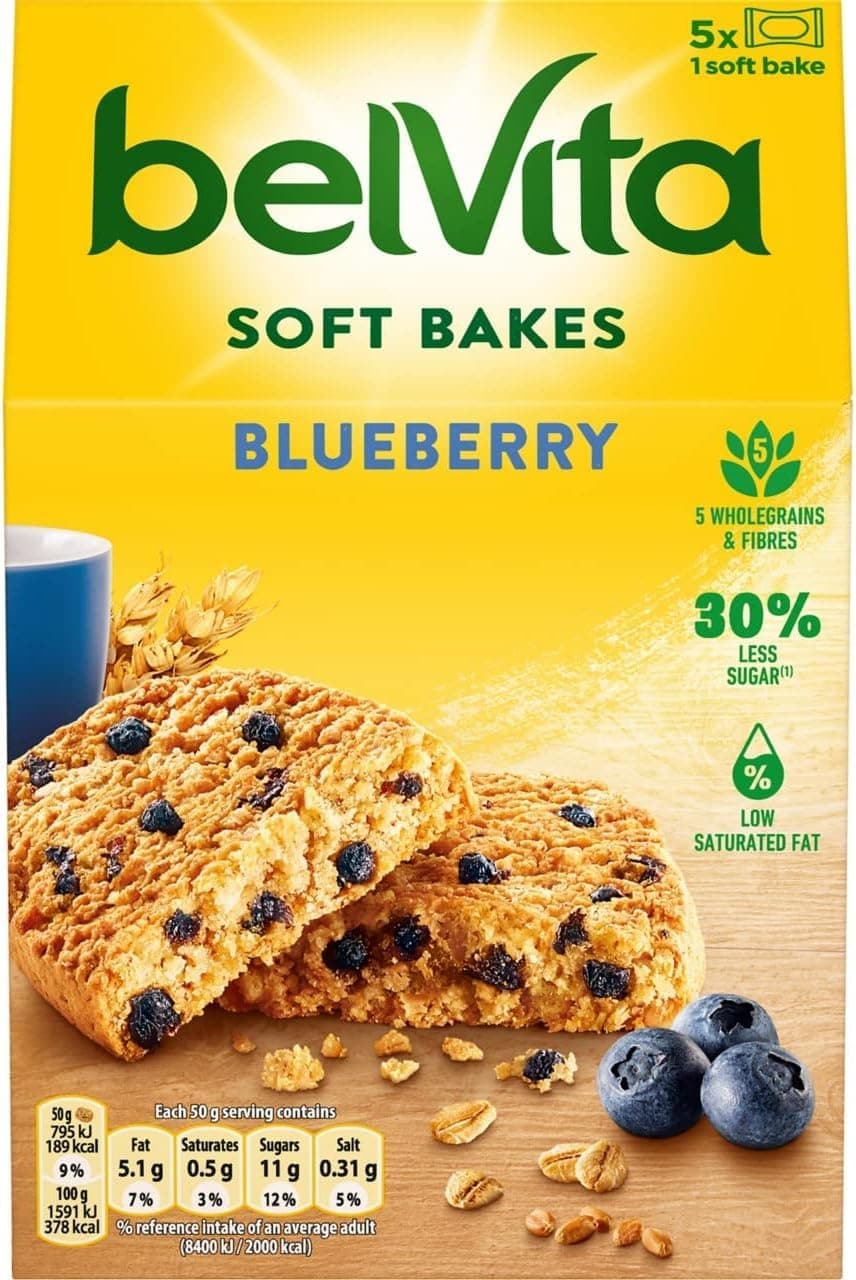 – Breakfast Biscuits Soft Bakes Filled With Blueberry, Soft Biscuits With Blueberry Filling, Multipack of 5 x 50 g (Pack of 1)