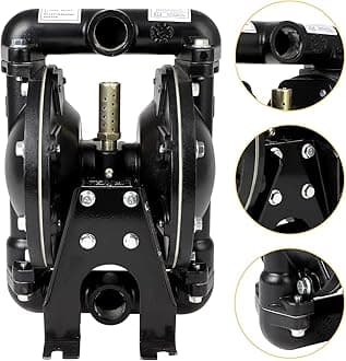 Air Operated Double Diaphragm Pump QBY4-25L 1 inch Outlet 35 GPM Pneumatic Transfer Max 120 PSI Industrial Use Chemical Waste Oil Dual Dissepiment Nitrile Fluorine Rubber by Cast Iron Aluminum Alloy
