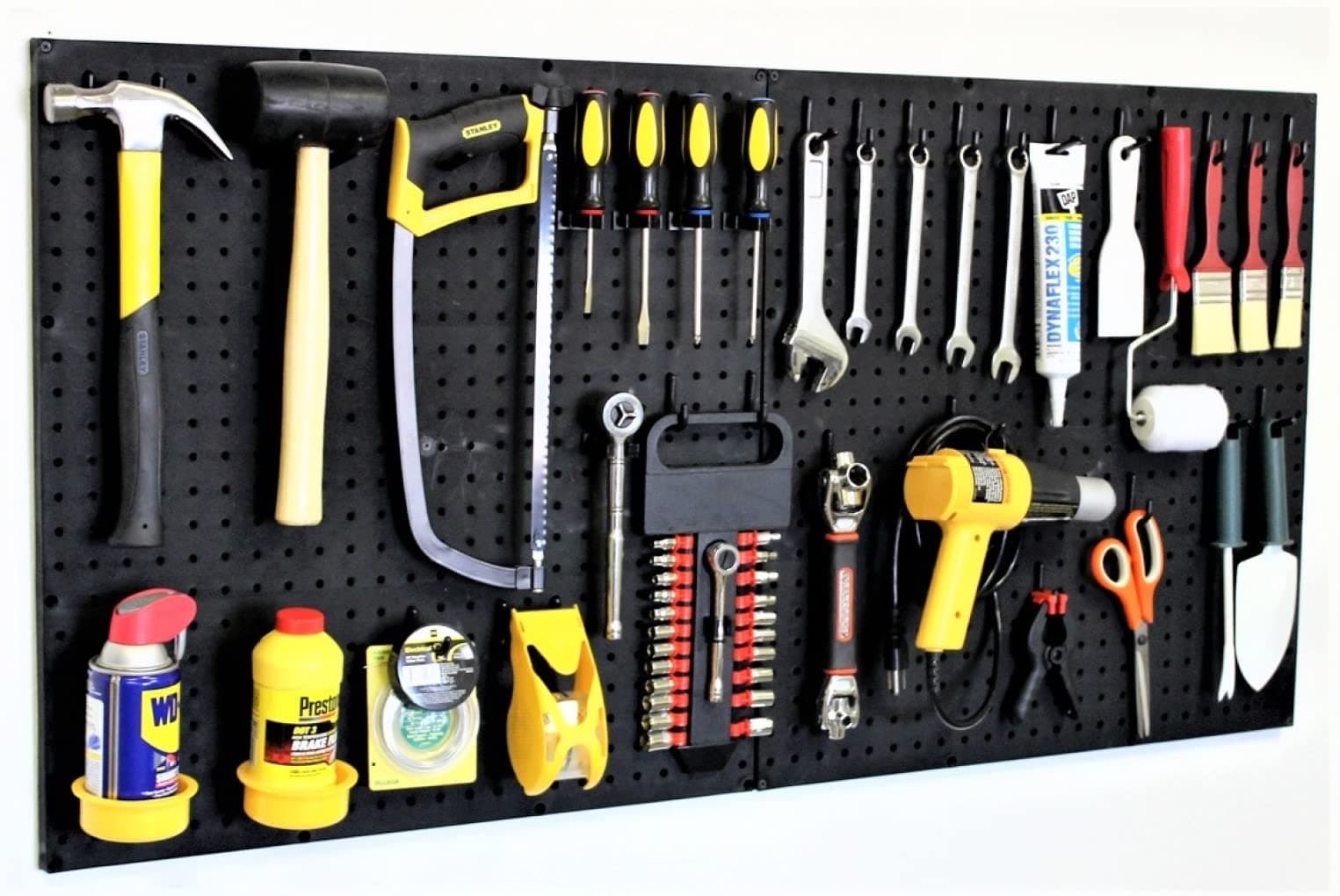 WALLPEG Pegboard Garage Organizer Kit – 48” Wide Wall Mounted Peg Board Panels with 36 Locking Hooks – Tool & Garage Organization System – Fits Standard 1/4” Pegboard