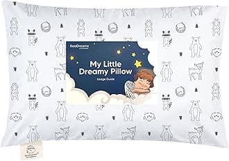 Toddler Pillow with Pillowcase - 13X18 Soft Organic Cotton Baby Pillows for Sleeping - Machine Washable - Toddlers, Kids, Boy, Girl - Perfect for Travel, Toddler Cot, Bed Set (KeaFriends)