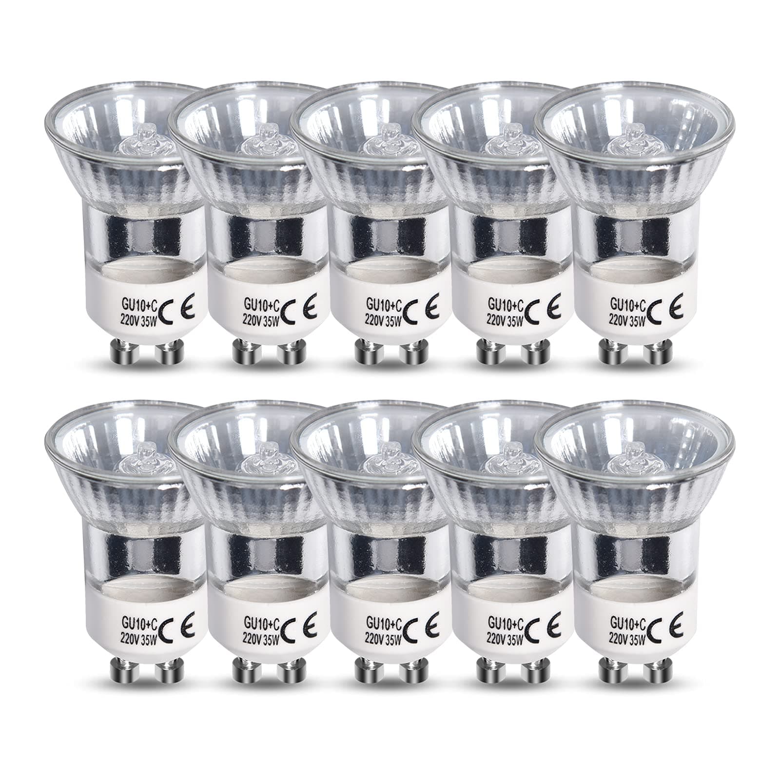 DoRight Mini GU10 Halogen Bulbs 35W Dimmable, MR11 GU10 Halogen Spotlight Bulbs Warm White 2800K AC 220-240V Small GU10 Halogen Reflector Spot Lighting for Downlight Display Ceiling Light (10-Pack)