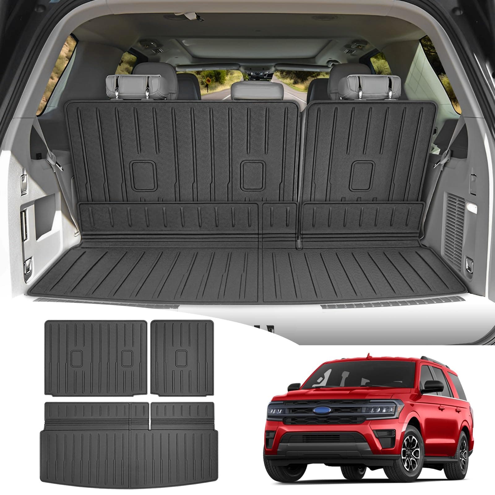 Trunk Mat & Backrest Mat for 2018-2024 Ford Expedition/Lincoln Navigator Cargo Mat(Not for Max or L Models), Rear Seat Back Cover Cargo Liner Only for 18-24 Expedition/Navigator Accessories