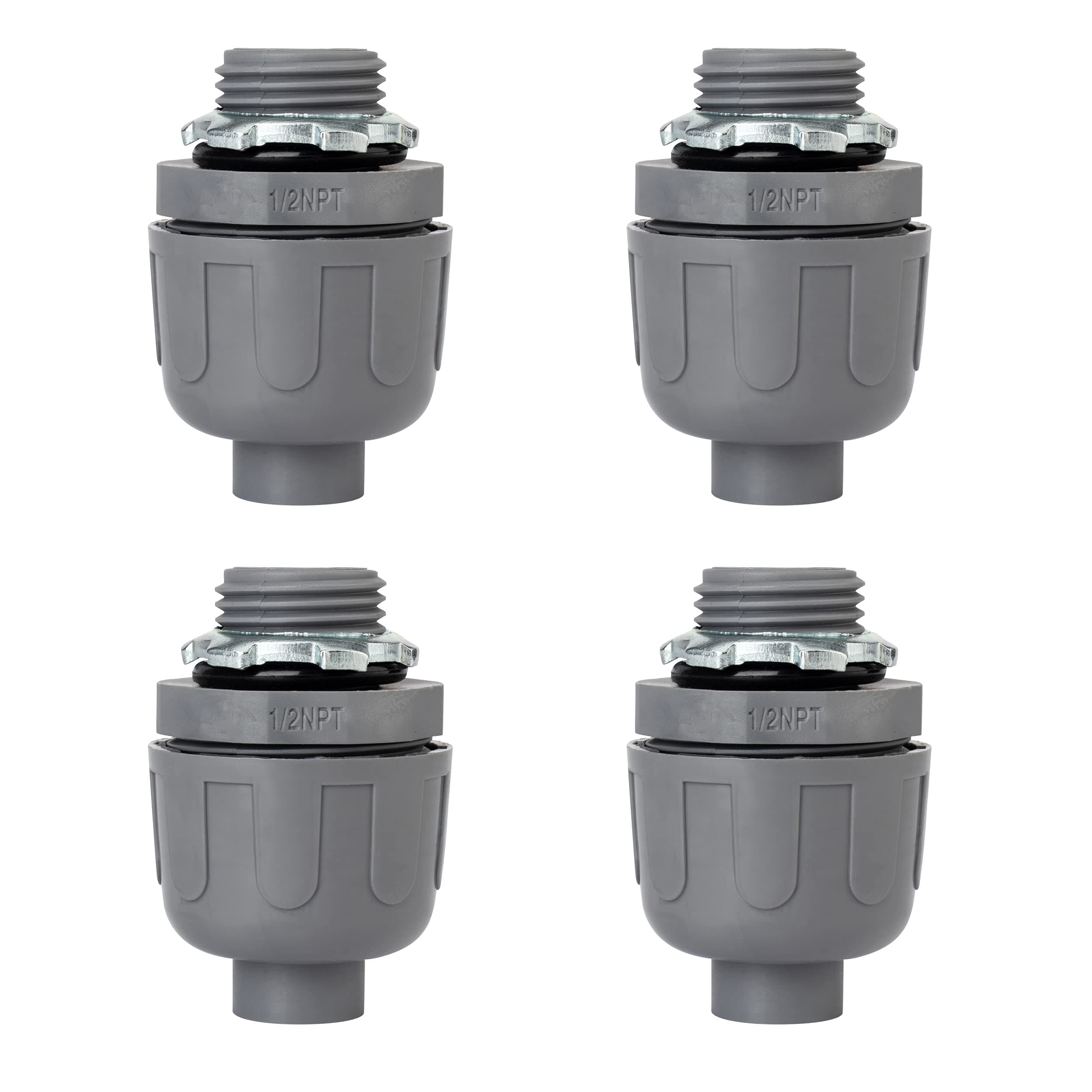 ISPINNER 4pcs NPT 1/2" Nonmetallic Liquid Tight Electrical Conduit Connector Fittings, Pack of 4