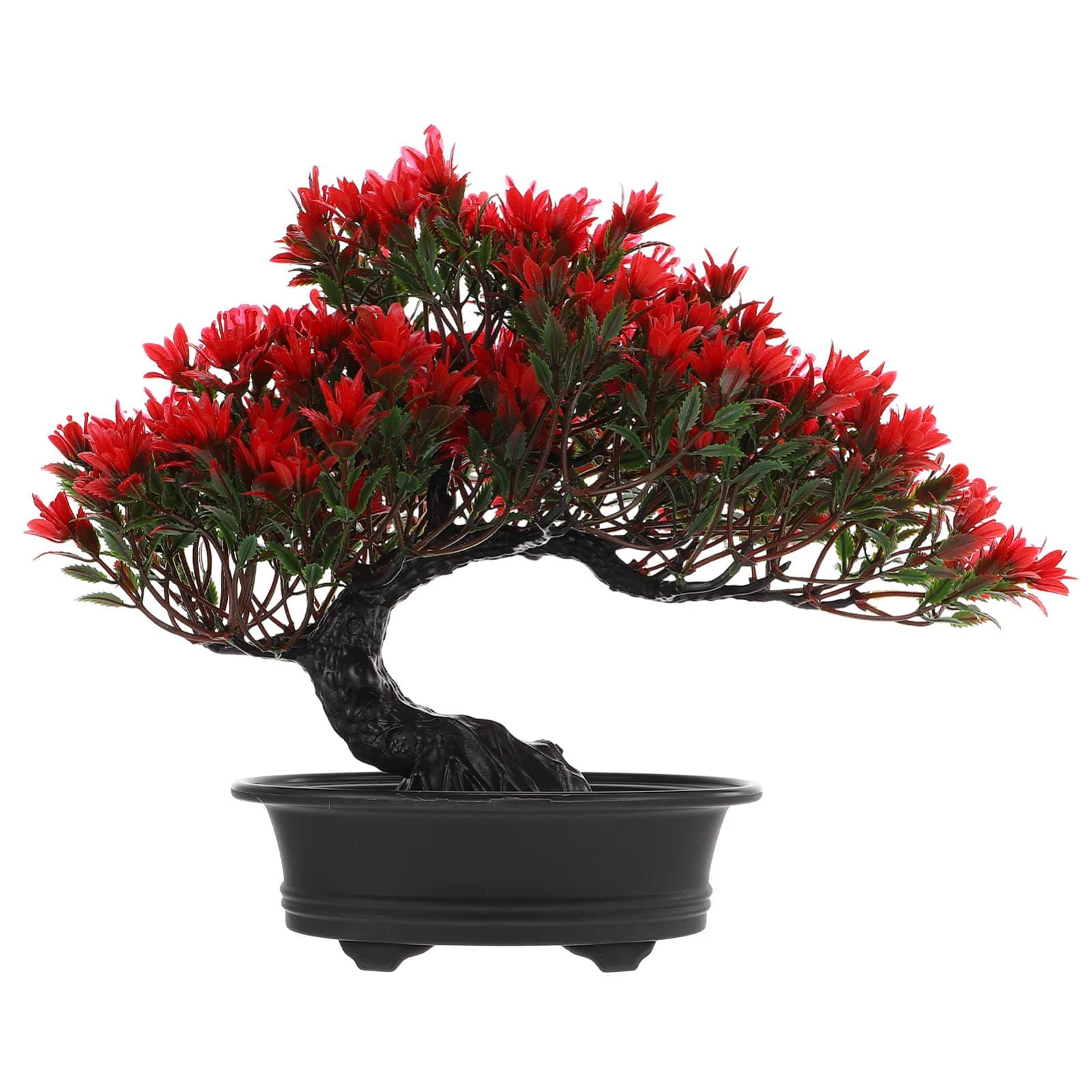 Happyyami Artificial Bonsai Tree, Red, Plastic, 32X13CM