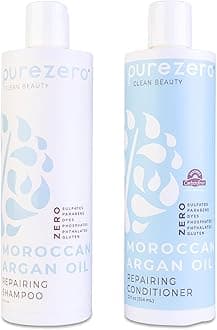 Moroccan Argan Oil Shampoo & Conditioner set - Repair Damaged Hair - Fight Dandruff & Frizz - Zero Sulfates, Parabens, Dyes, Gluten - 100% Vegan & Cruelty Free - Great For Color Treated Hair
