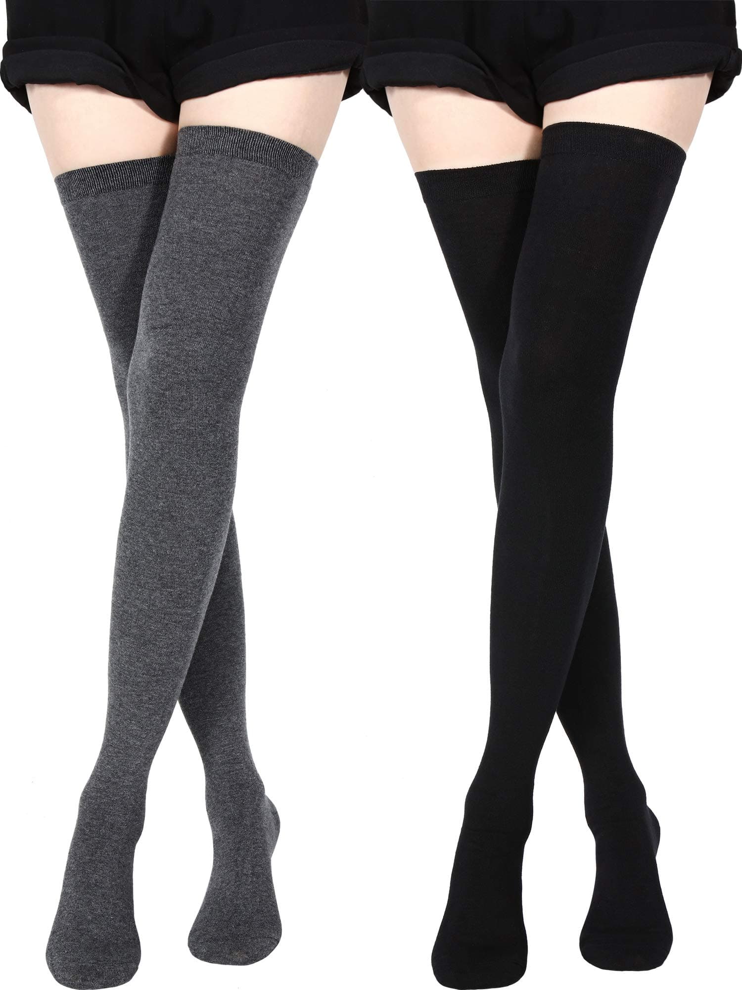 SATINIOR Extra Long Socks Thigh High Cotton Socks Extra Long Knee Boot Stockings for Women