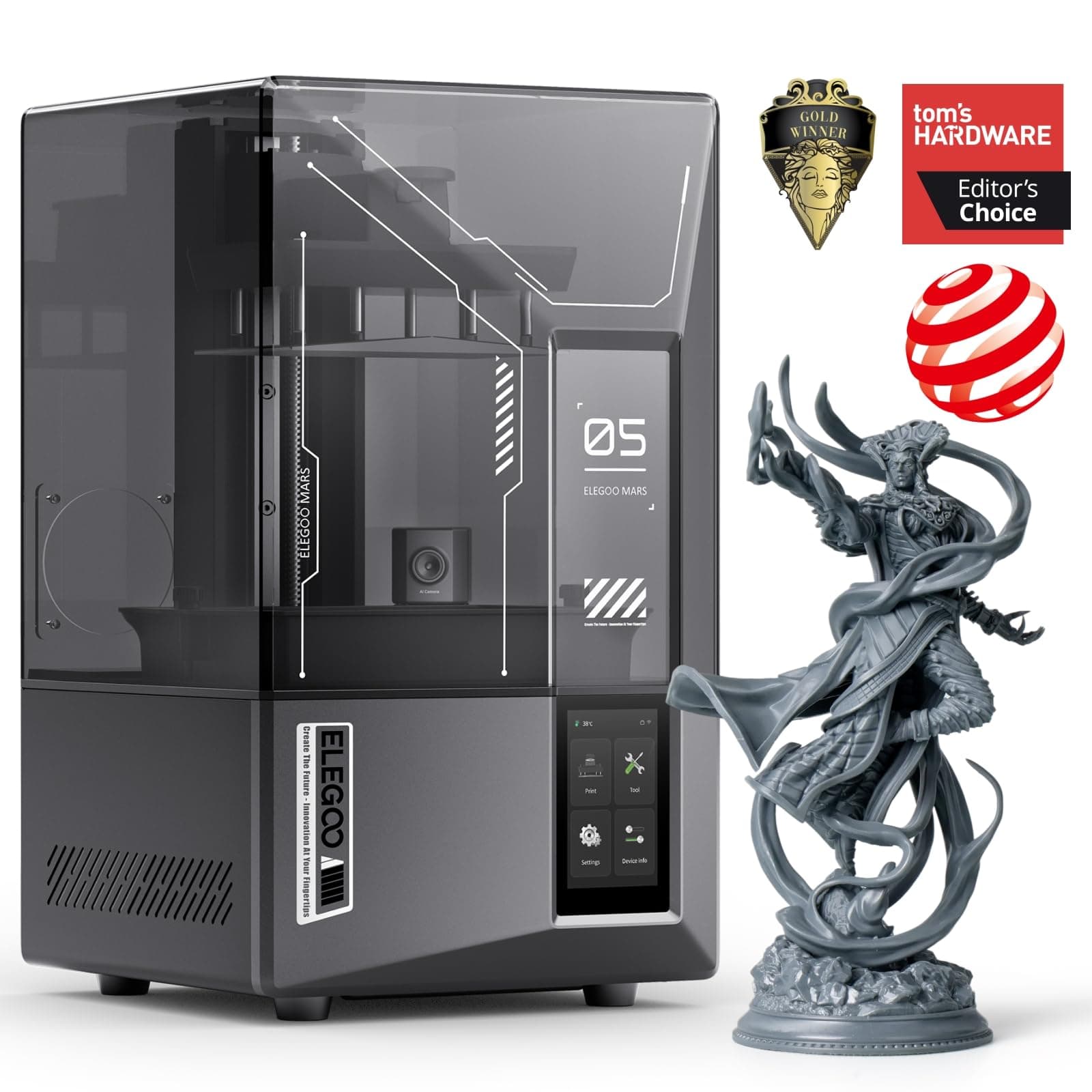 Mars 5 UItra 9K Resin 3D Printer, 150mm/h High Speed Printing, Smart Automatic Leveling, Intelligent Detection, WiFi-Transfer, Printing Size of 153.4 x 77.7 x 164.8 mm³