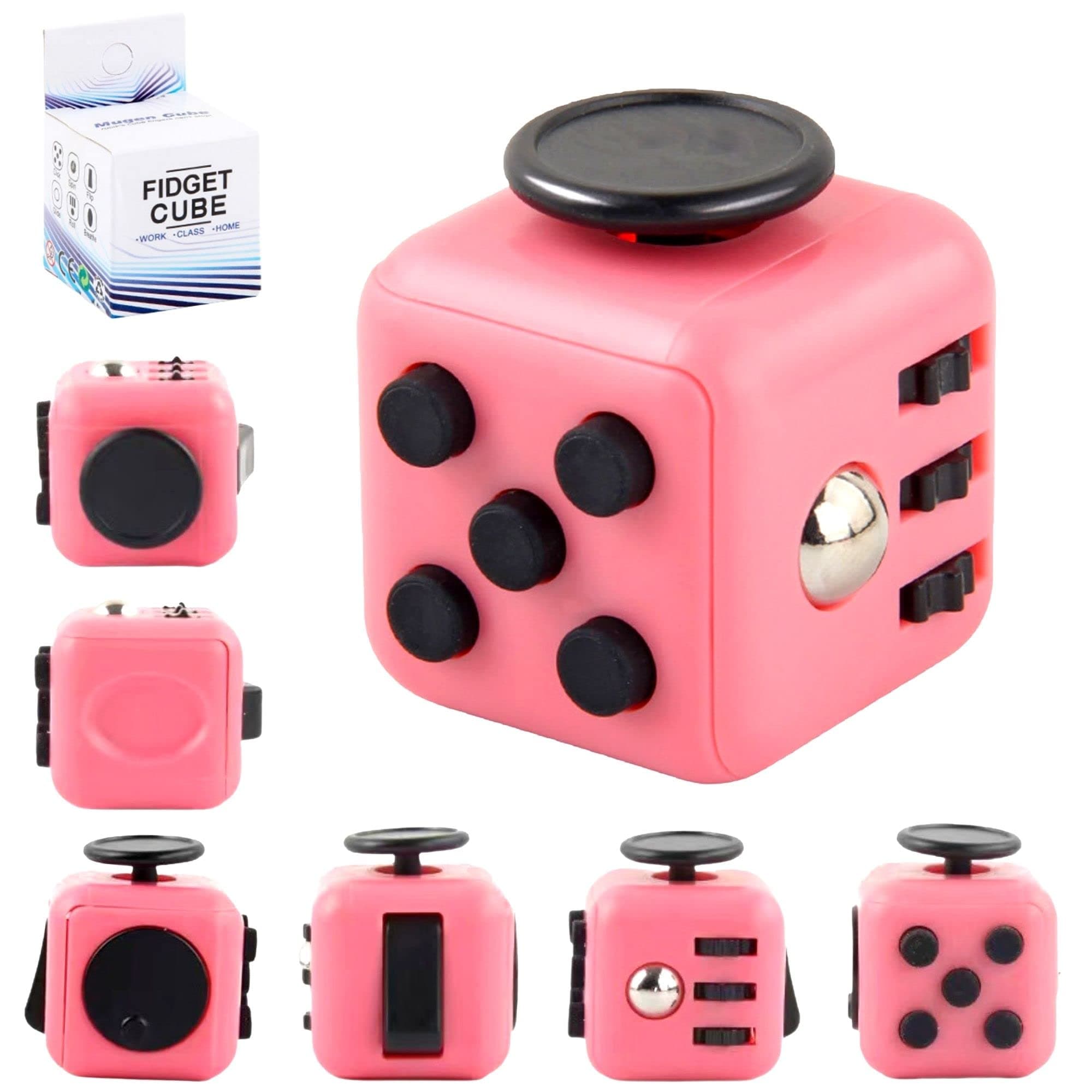 Yeefunjoy Fidget Cube, Pink Anti-Stress Cube With 6 Different Sides, Portable Anxiety Relief Finger Toy, Gift for All Ages Children and Adults