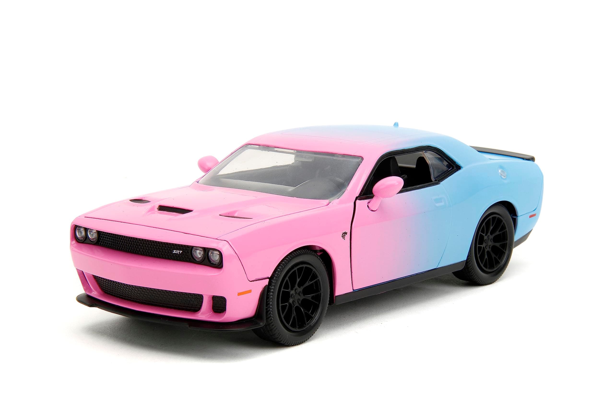 Jada Pink Slips 1:24 2015 Dodge Challenger SRT Hellcat Die-Cast Car, Toys for Kids and Adults(Light Blue/Pink)