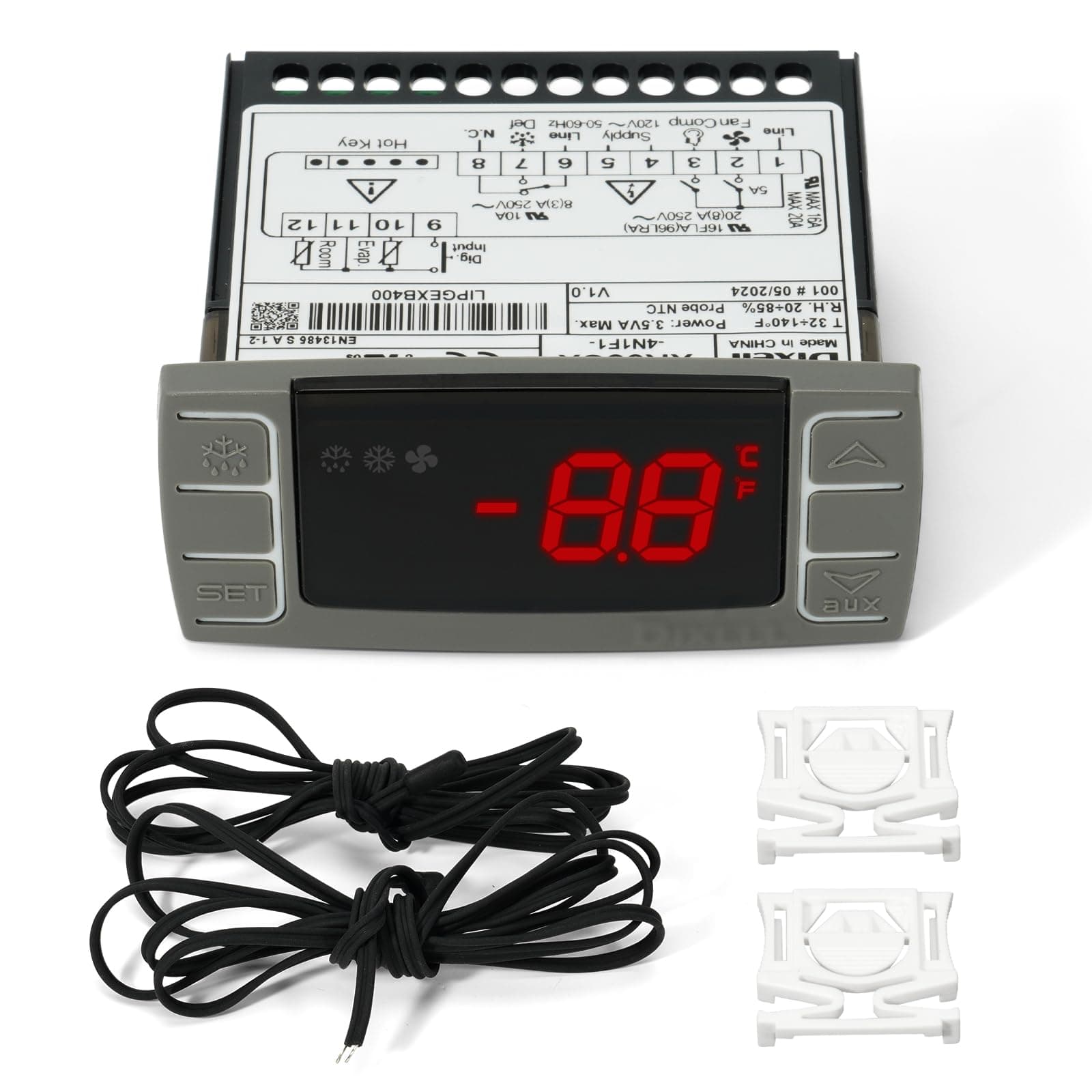Fit for Dixell XR06CX-4N1F1 Temperature Controller-Functionality Upgrade, 120V 50-60hz #Replace for Dixell Controller W0302184 in Commercial Refrigerators/Freezer