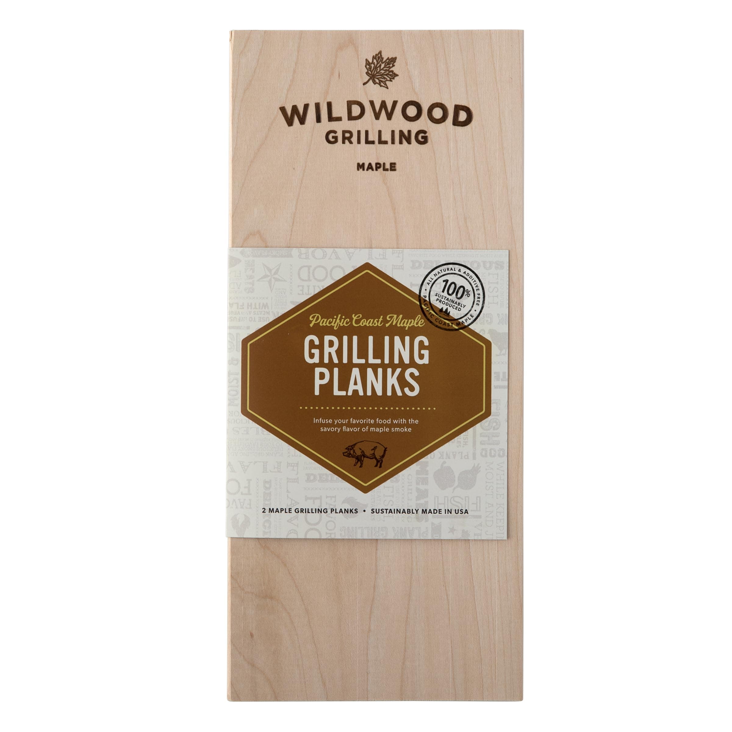 2-Pack PREMIUM Grade 5" x 11" Maple Grilling Planks - Adds a Sweet Yet Subtle Flavor to Food - USA-Made & Sourced - 100% Natural Product for Pork, Pizza, Veggies & More