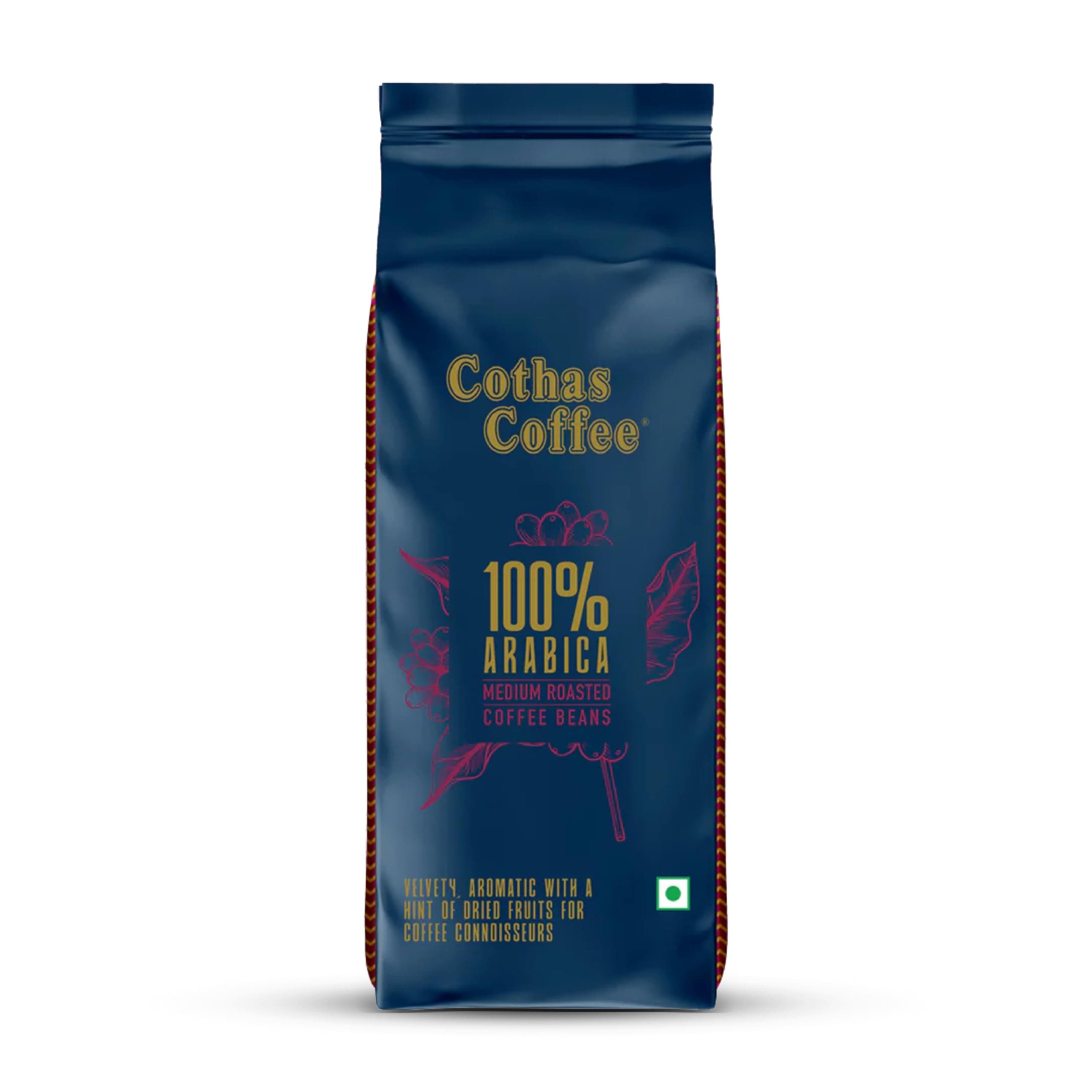 Cothas 100% Arabica Roasted Coffee Beans | Medium Roasted | Speciality Whole Beans | Hint Of Dried Fruits | Aromatic, Velvety | Espresso, Cappuccino | 250 Grams, Bag