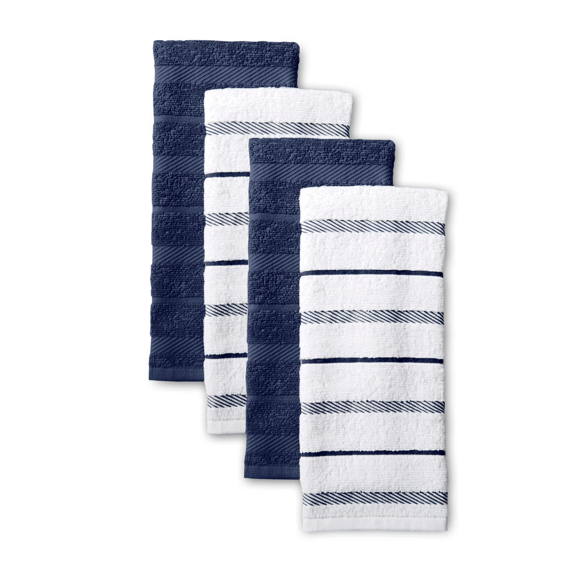 KitchenAid Albany Kitchen Towel 4-Pack Set, Cotton, Blue Willow/White, 16"x26"