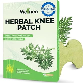 Wellnee Original Herbal Knee Patch - Wellknee Plaster for Knee Support & Muscle Pain - Maximum Strength for a Temporary Relief - Adhesive Heat Patches Made with Natural Herbs for Wellness (10 Pads)