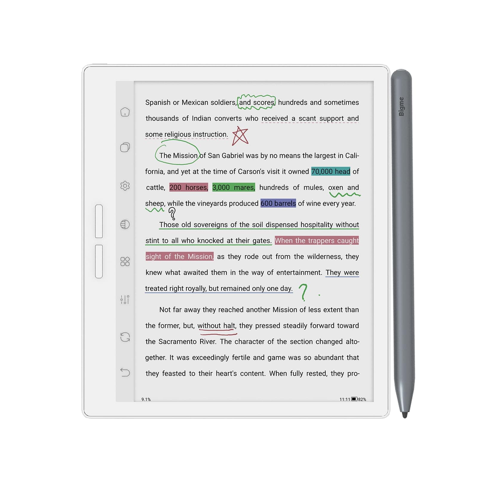 Bigme 7 inch Color Eink Tablet eBook Reader 4G 64G Android 11 Digital Notepad