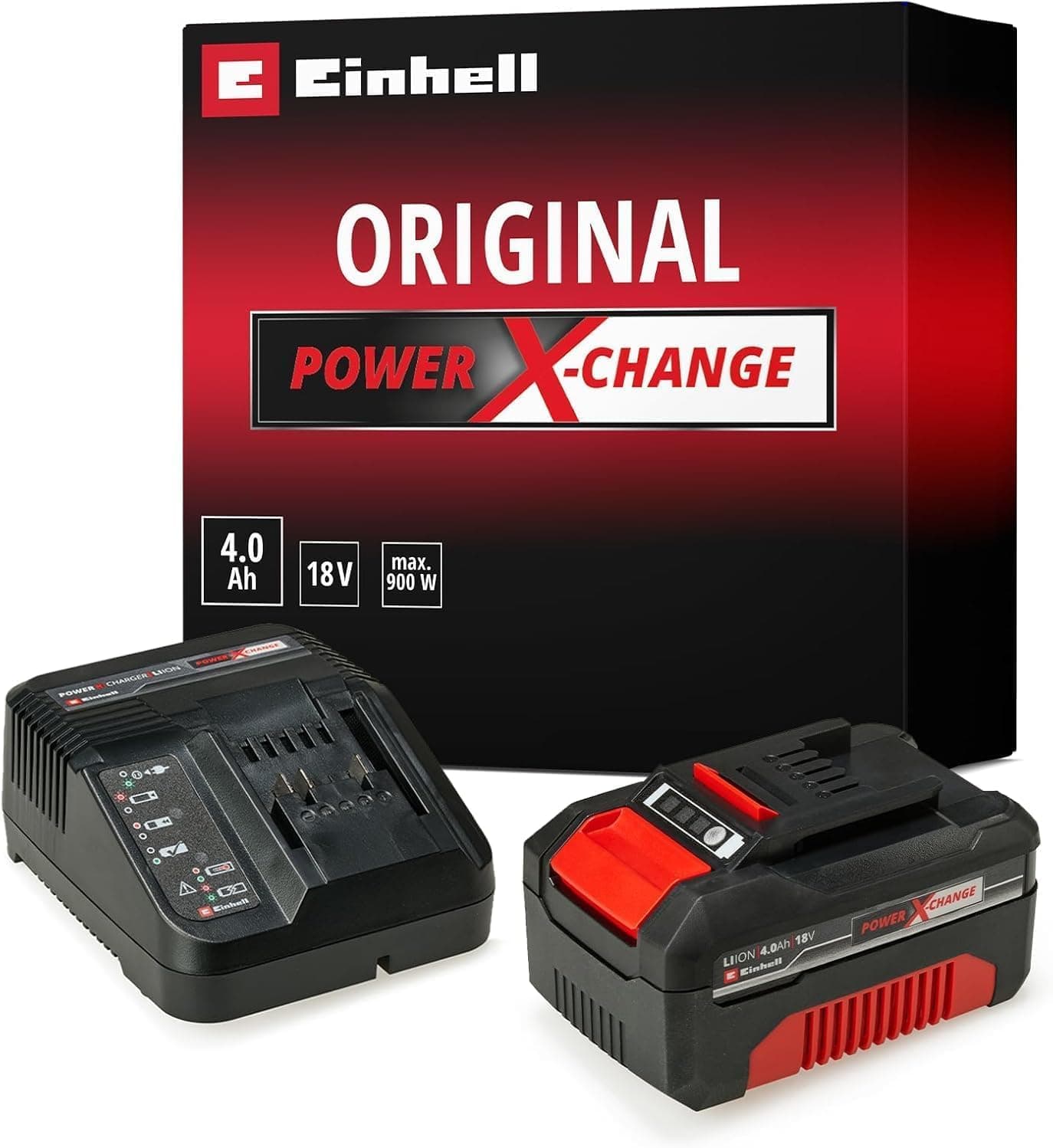 Original Einhell 18V 4.0 Ah Power X-Change Starter Kit (li-ion, 18 V, for All PXC Devices, Zero-Self-Discharge, Proactive…