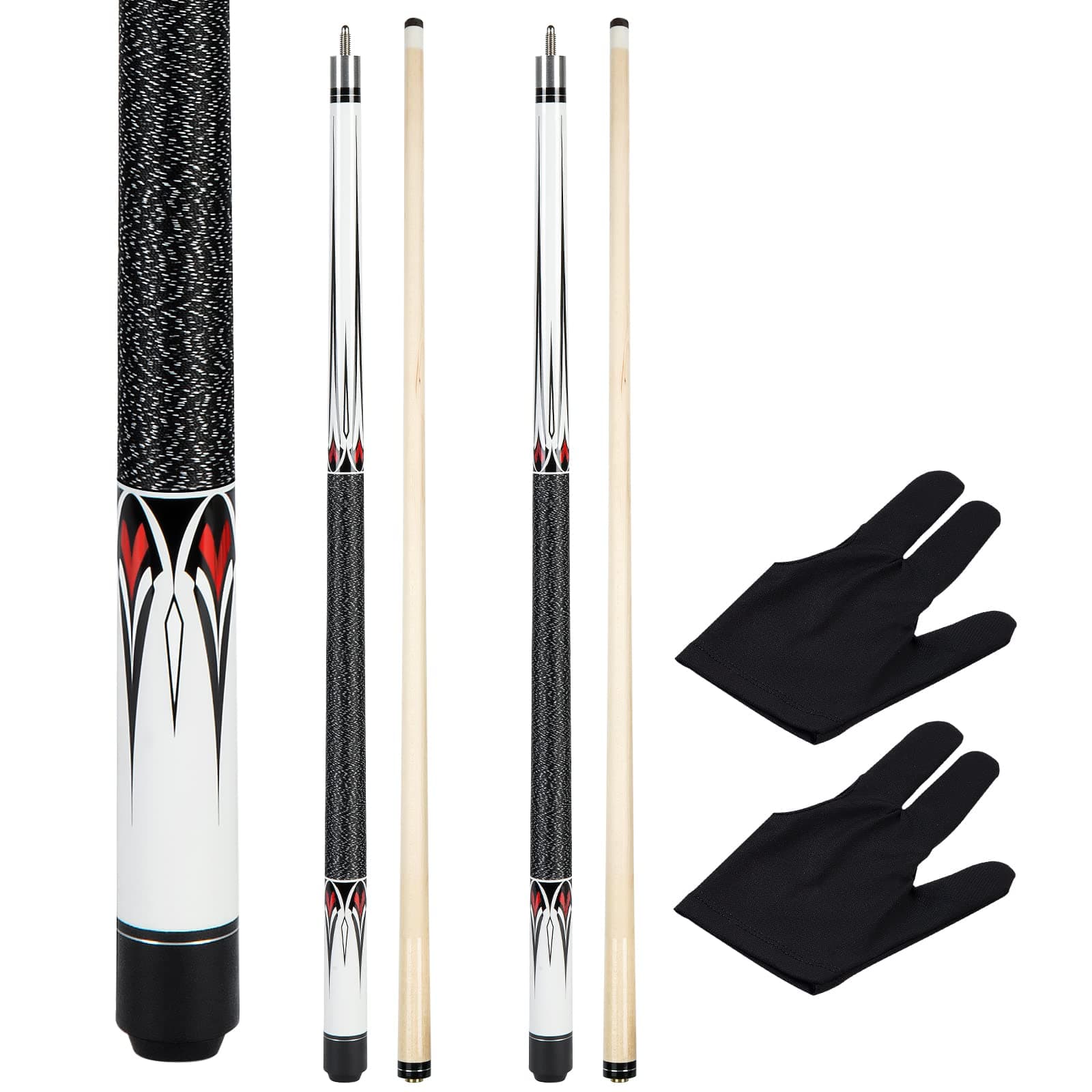 Pool Cue Stick - 58 inch Maple Billiard Pool Stick, 19/20/21 oz 1/2 Maple Pool Cue Stick Kit, 2-Piece Billiard Pool Cue Stick