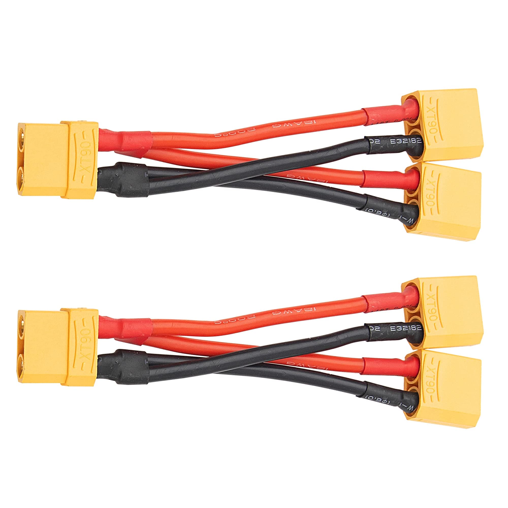 2Pcs HIRCQOO XT90 Plug 12AWG Soft Silicone Parallel 3.93" Y Splitter Harness Cable Adapter 1Female to 2 Male for RC Car Truck Boat Quadcopter Airplanes Lipo Battery