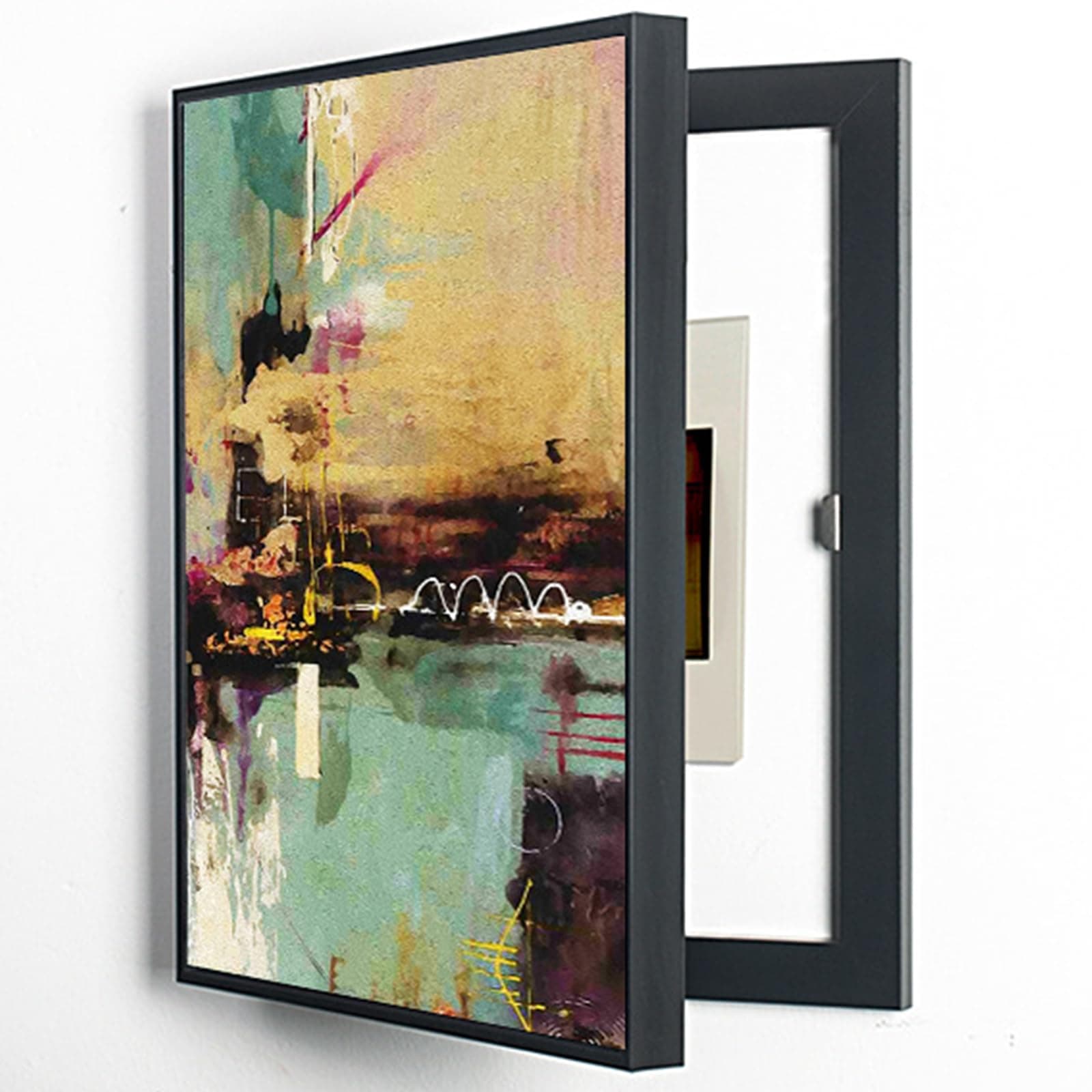 F,55X65cm, Wall-Mounted Electrical Panel Cover Minimalist Hidden Meter Box Decorative Painting Modern Decorative Abstract Art Painting Box Decoration Detachable Fuse Box Cover [Energy Class A]