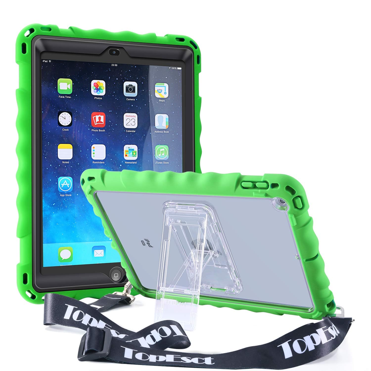 TopEsct Heavy Duty Case for iPad 9.7 2017/2018, Built-in Screen Protector and Kickstand, Full-Body Shockproof Protective Case Cover for iPad 9.7" 2017/2018 5th/6th Generation (Green)