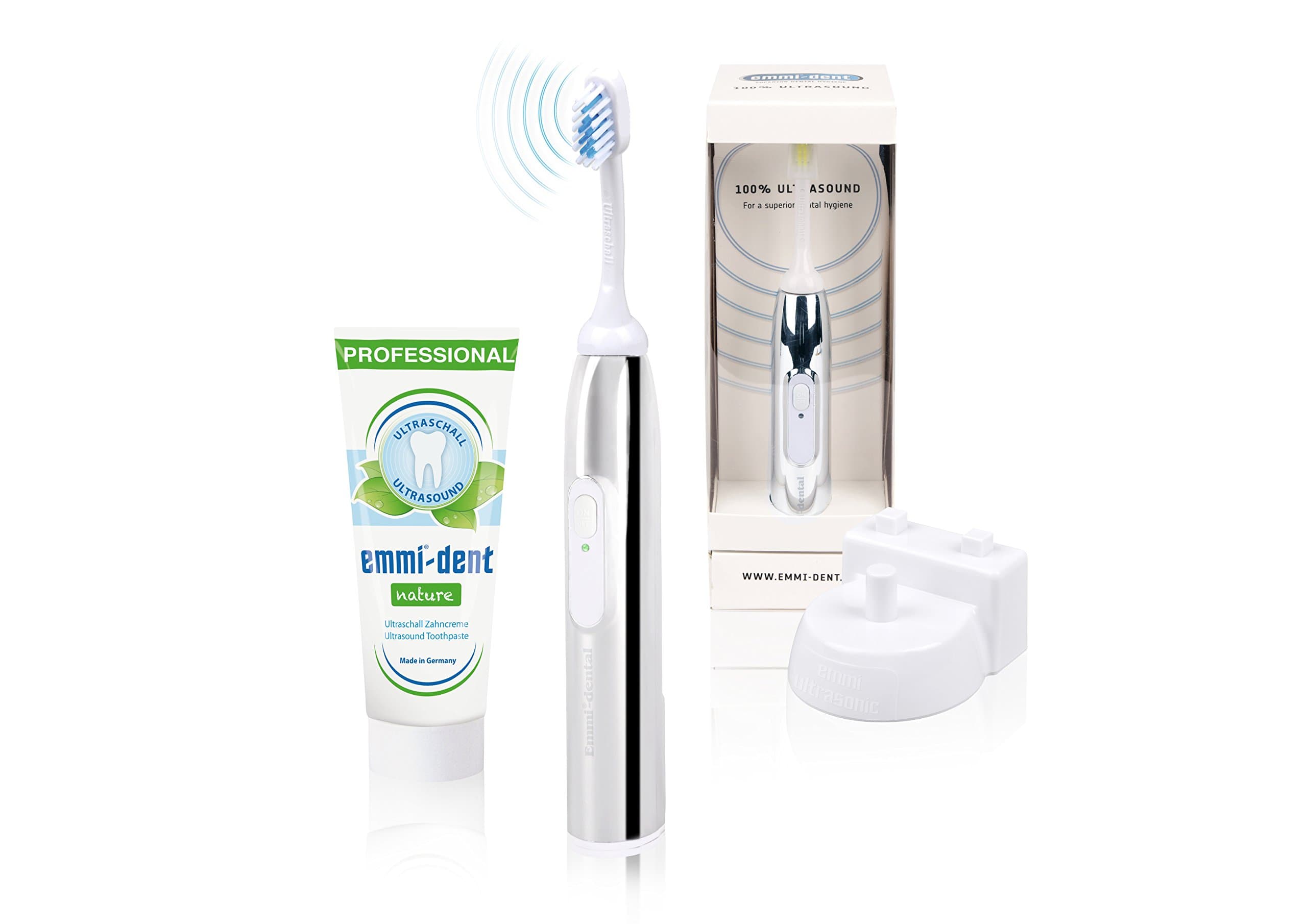 Emident Ultrasonic Electric Toothbrush Starter Set, Silver