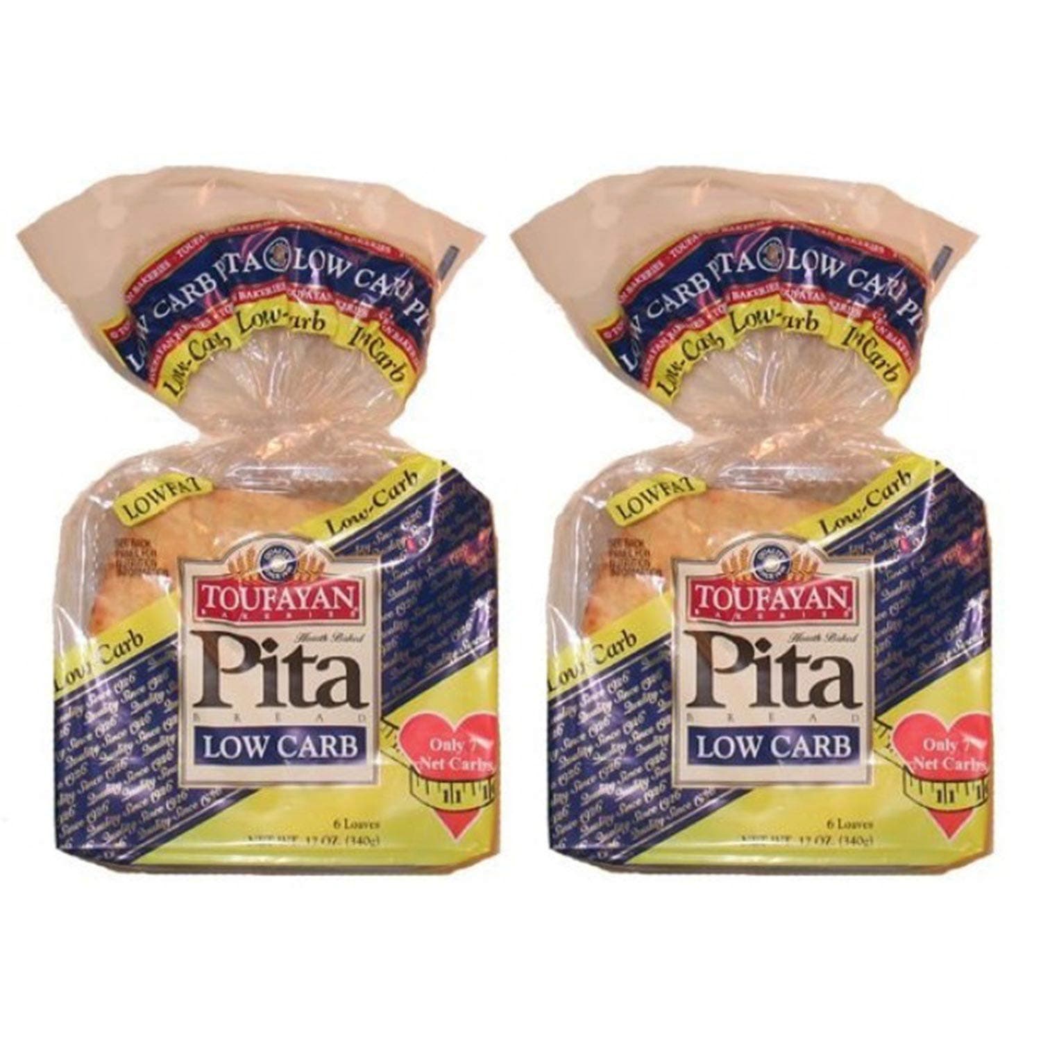 2 Pack Value: Toufayan Bakeries Low Carb Pita Bread, 12 Loaves Total, Includes Low Carb Recipe E-Book