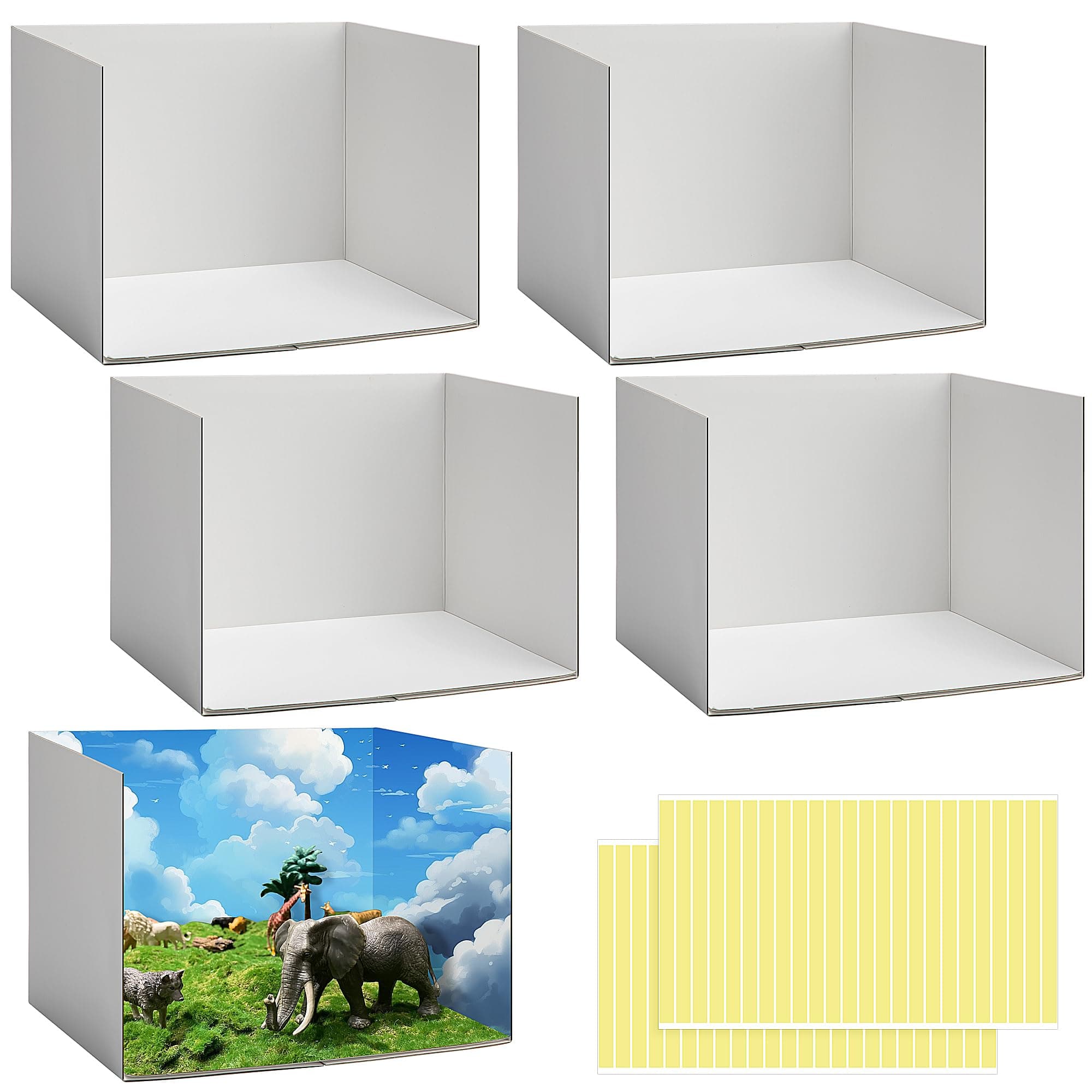 codree 4 Pcs Cardboard Diorama Kit, Diorama Box for Display, Diorama Project Supplies Display Case with Double Sided Tapes for DIY Crafts Toys, 11.8 x 8.7 x 8.3 Inch