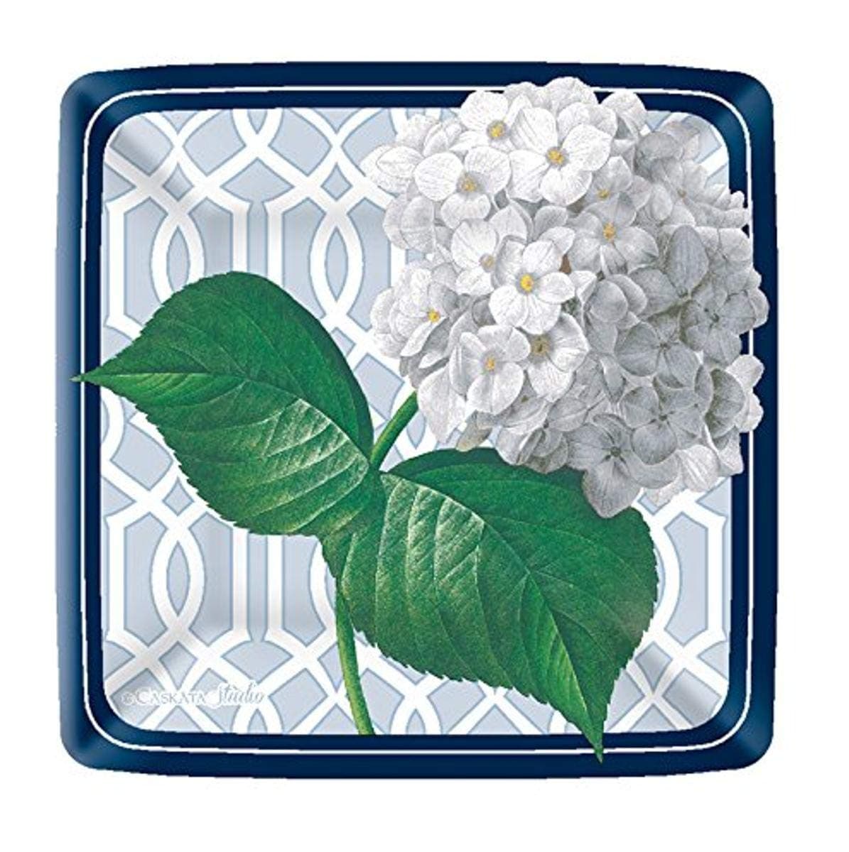 Caskata Studios Square Paper Dessert Plates, 8-Count, 7 x 7-Inches, Trellis Hydrangea