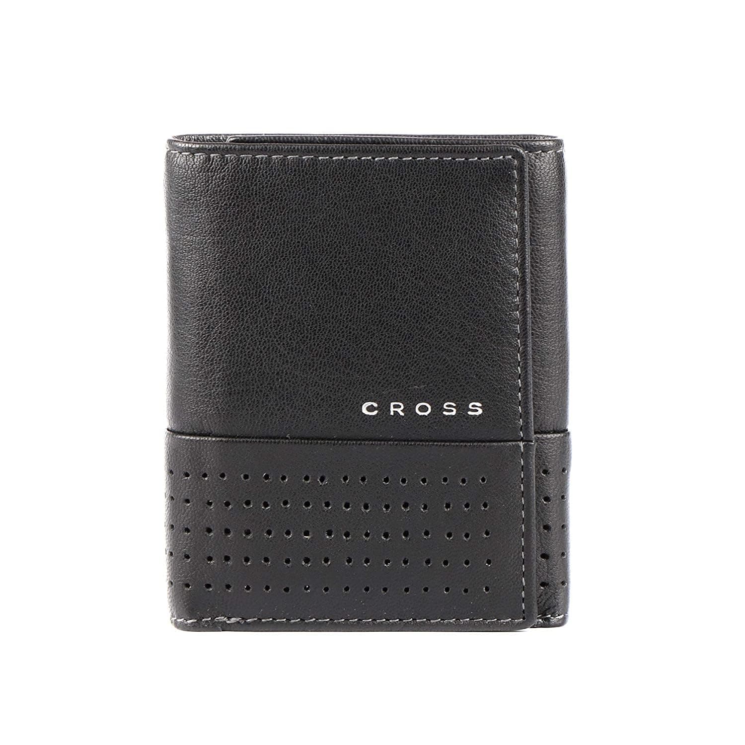Erie Men's Leather Tri-Fold Wallet -Black