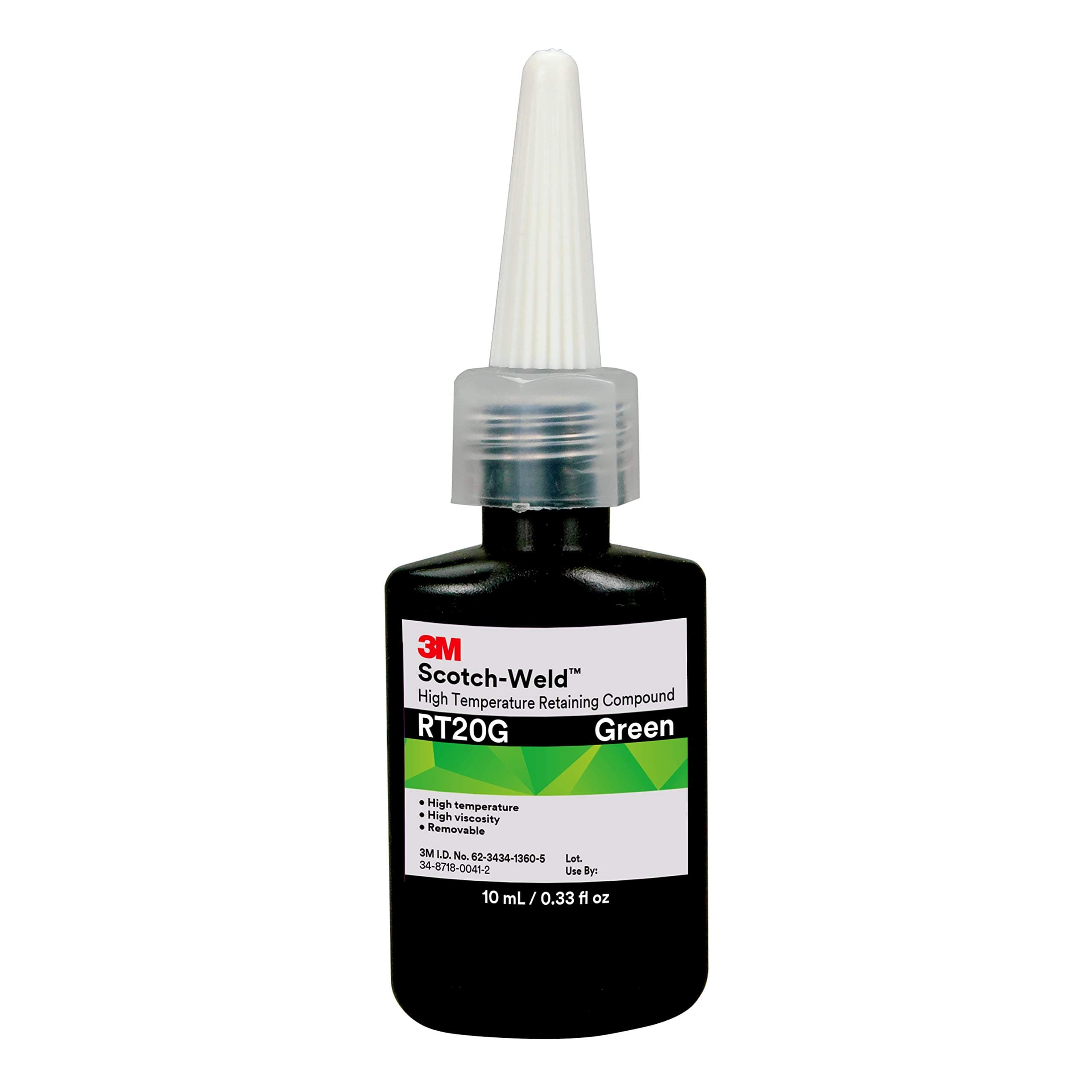 Scotch-Weld 62664 High Temperature Retaining Compound RT20G, 10 mL Bottle, Green, 0.33 fl. oz.