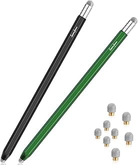 StylusHome Stylus for Touch Screens (2 Pcs), High Sensitivity 2 in 1 Fiber Tips Pen with 8 Extra Replaceable Tips, Stylus for iPad iPhone Tablets Samsung All Universal Touch Screen (Black & Green)