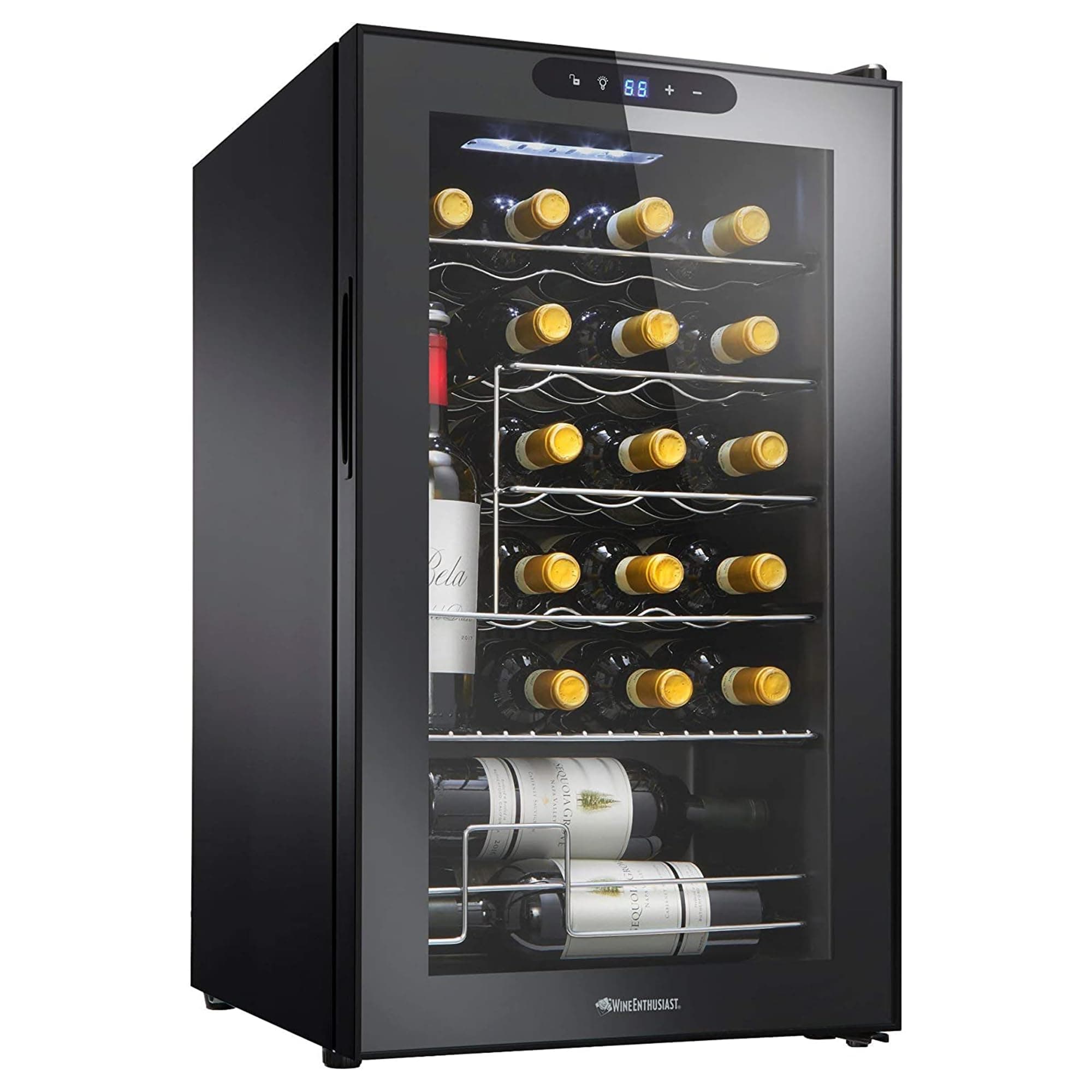 24-Bottle Compressor Wine Cooler with Upright Bottle Storage - Freestanding Wine Refrigerator with Digital Touchscreen and LED Temperature Display