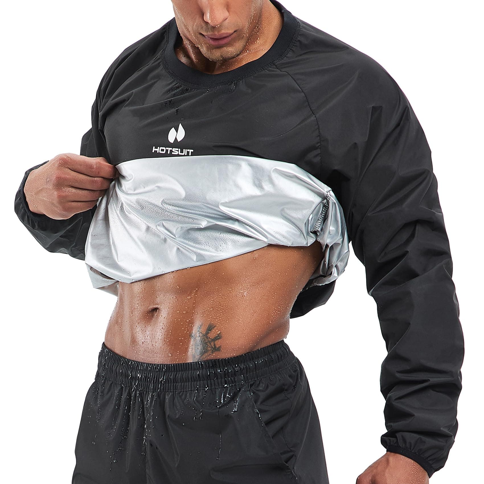 Men Sauna Suit Sweat Suits Durable Gym Exercise Workout Jacket
