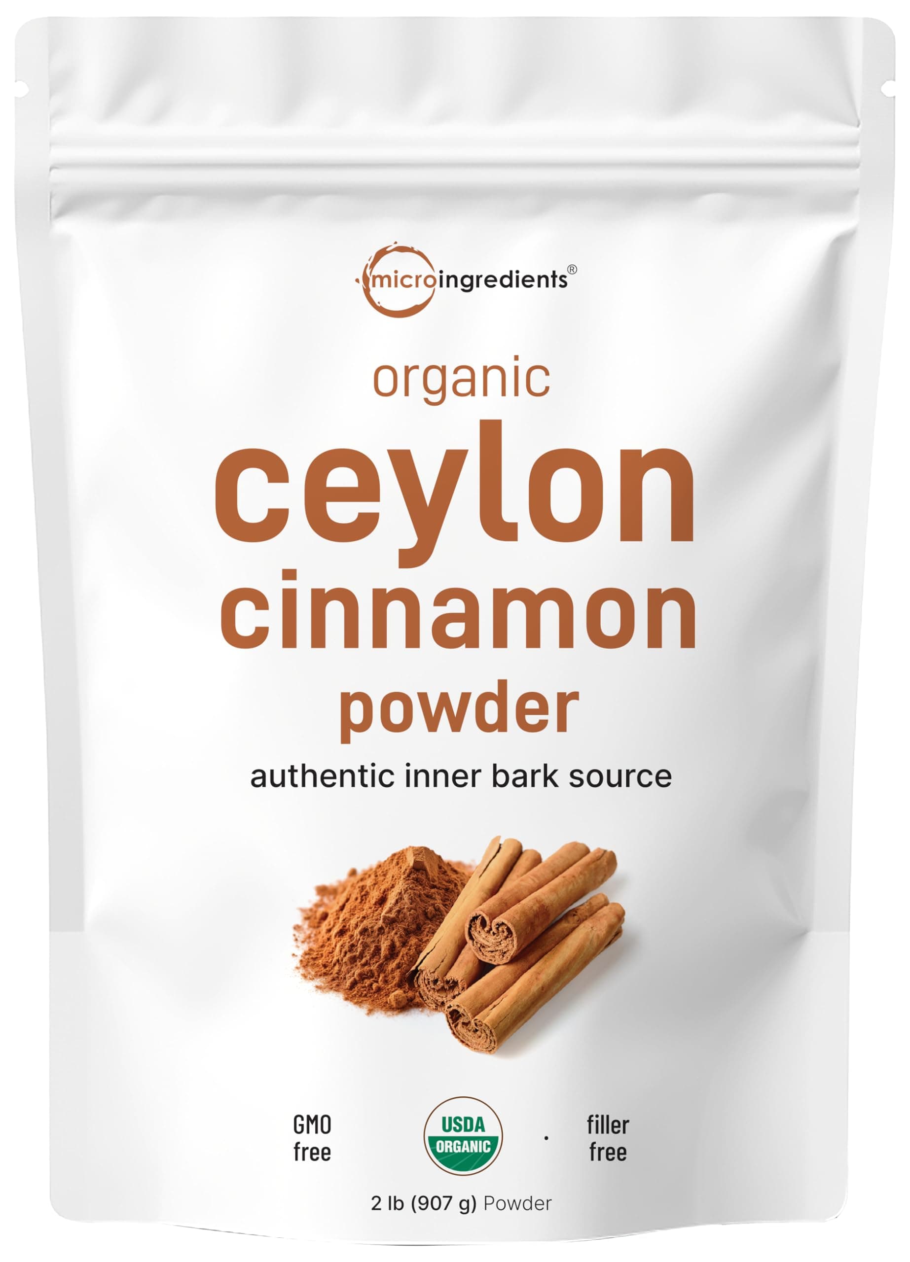 Organic Ceylon Cinnamon Powder, 2 lb | Premium Sri Lanka Source | Sweet & Earthy Flavor | Great for Baking, Cooking & Drinks | Additive Free, Non-GMO, Bulk Supply