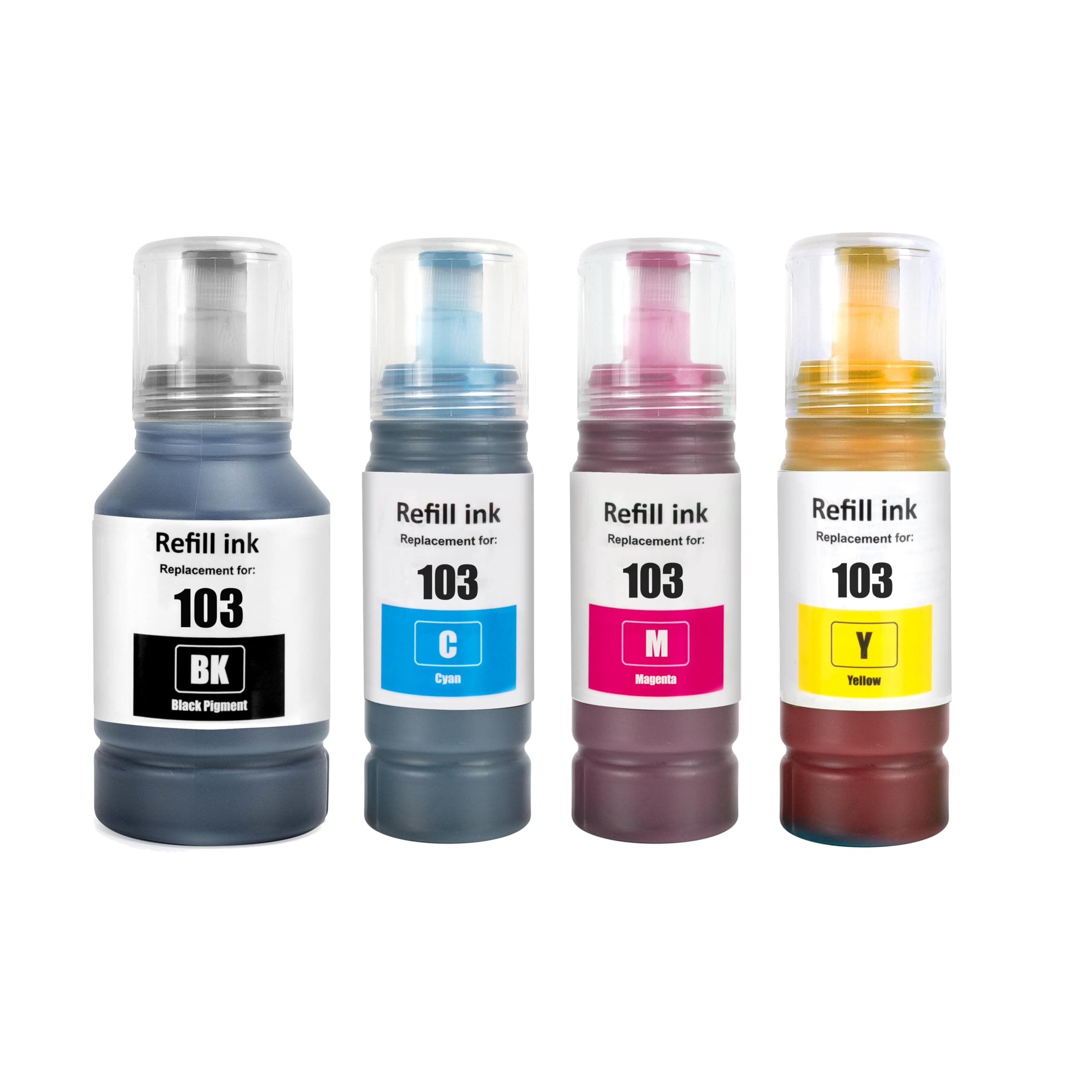 NexNova® Ink Set 103 for EcoTank 135ml for Black 70ml for each Cyan Magenta Yellow for EPSON Combo Set 4-Pack for L3252 L1110‎ L3110 L3111 L3150 L3151‎ L3156 L3160 L5190‎