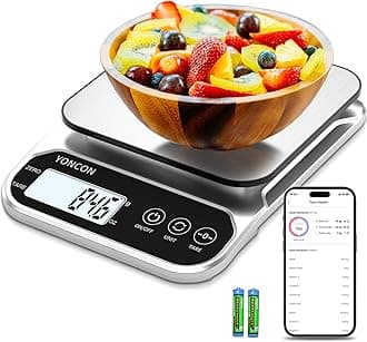 Smart Food Scale Digital Weight Grams and Oz, 3kg/0.1g Kitchen Scale for Weight Loss, Cooking, Baking, Super Accurate, Easy to Clean and Store, Tare Function (Batteries Included)