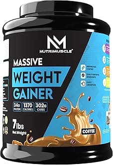 NUTRIMUSCLE MASSIVE WEIGHT GAINER - 7 LBS - 3.175 KGS - CHOCO LATTE FLAVOUR - FOR MUSCLE AND MASS GAIN - MADE IN INDIA