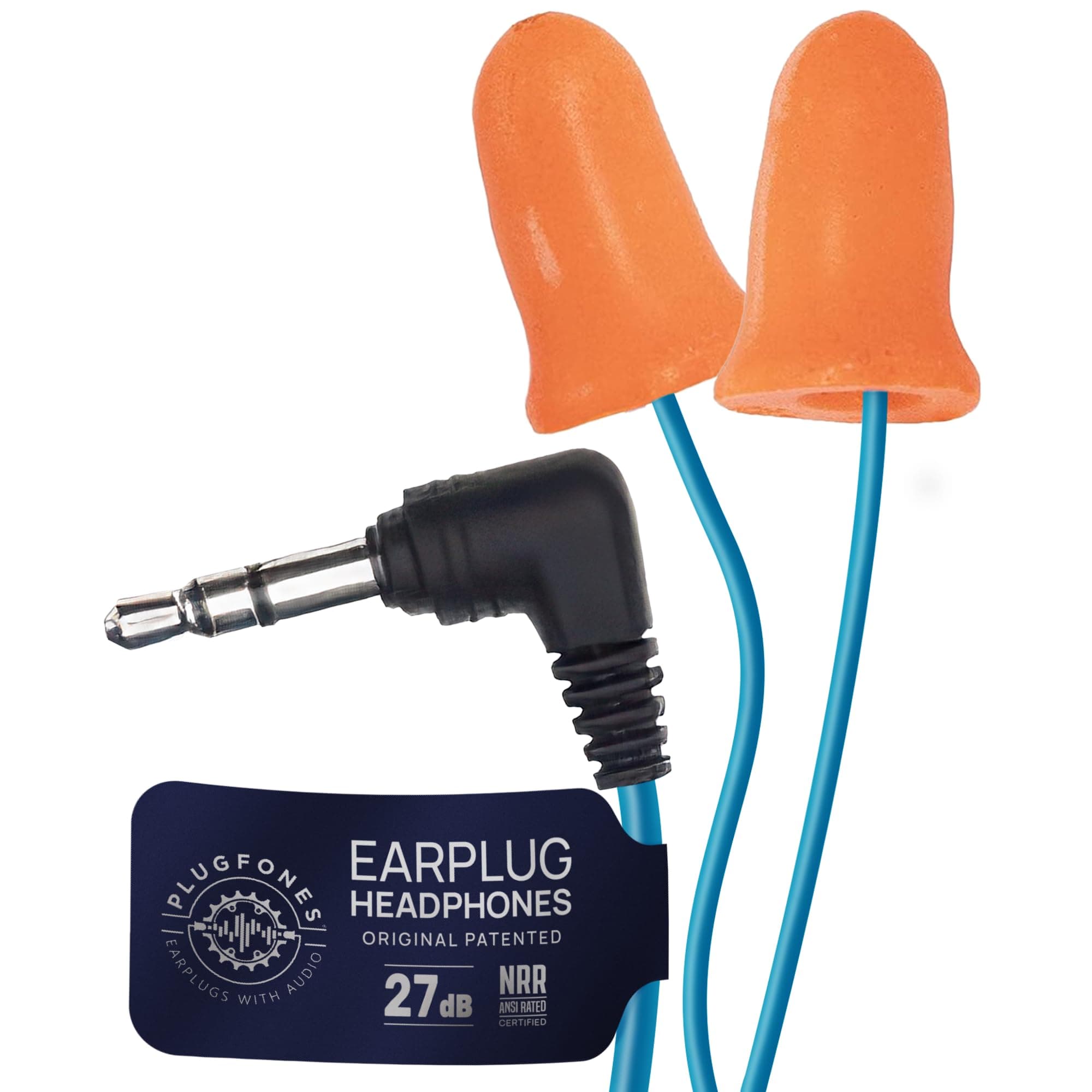 Plugfones Basic Earplug-Earbud Hybrid - Noise Reducing Earphones - Orange