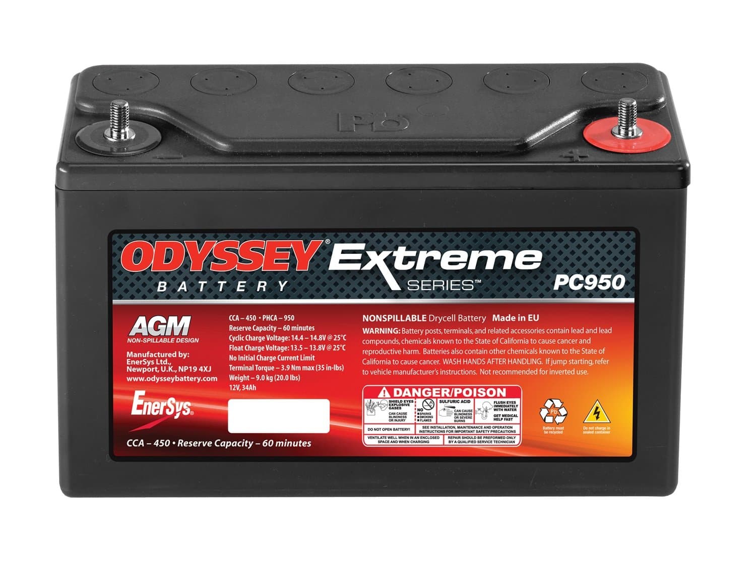 Odyssey PC950 Extreme Series Battery (Terminals: M6 STUD)