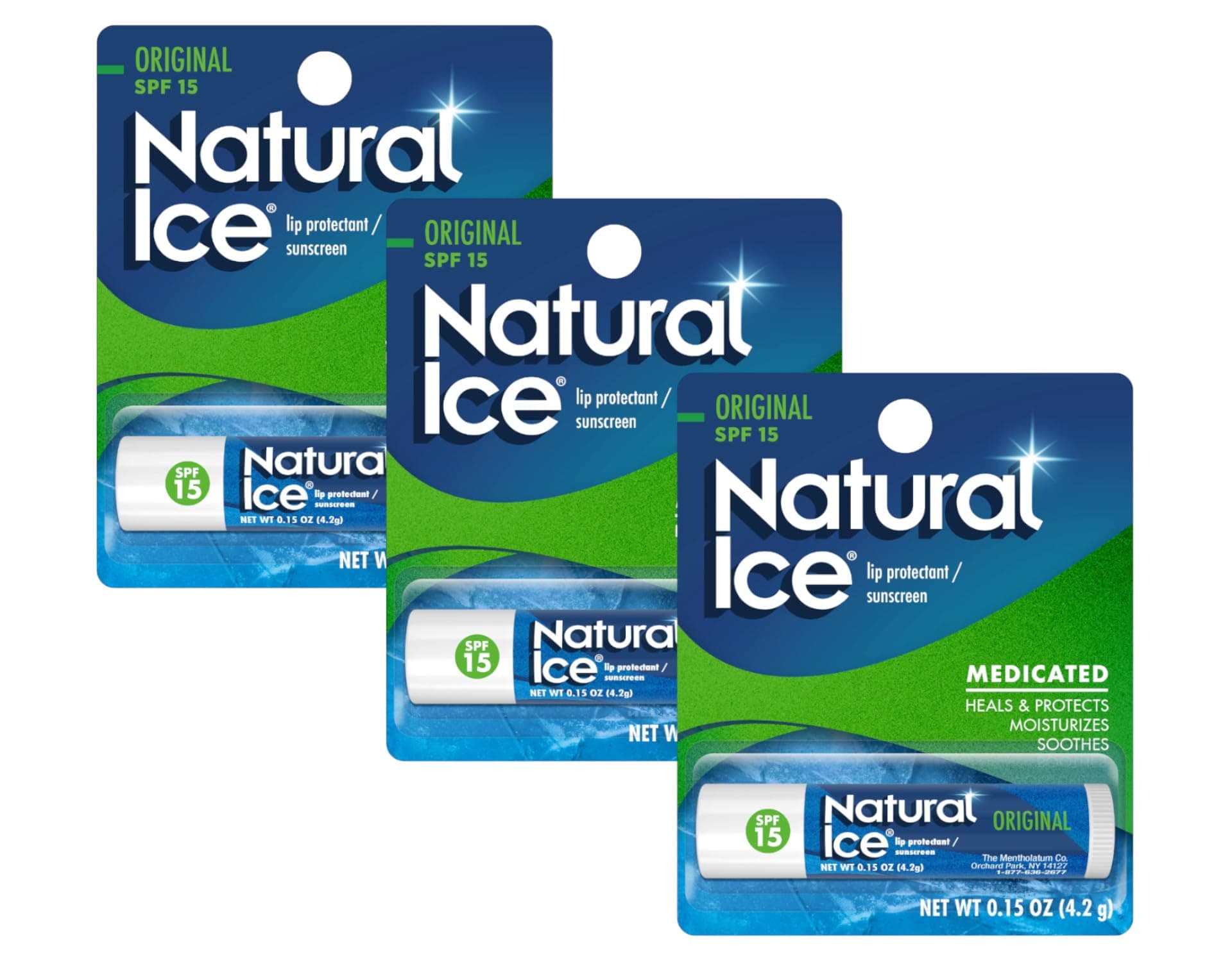 Natural Ice Spf15 Original Lip Balm 3 Pack