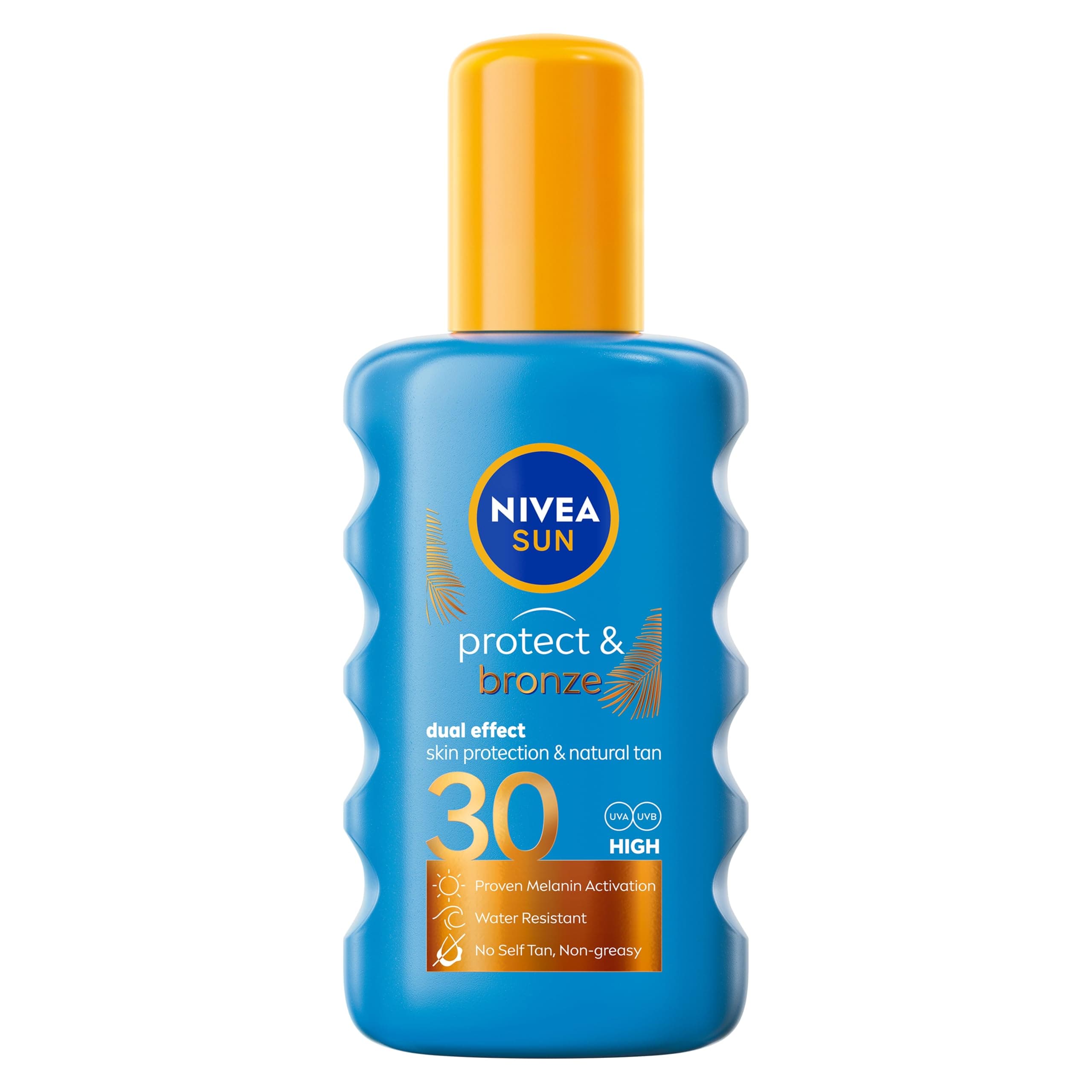 NIVEA SUN Protect & Bronze Sun Spray (200 ml), Bronzing Tanning Lotion Spray with SPF30, Advanced Suncream Protection, Natural Pro-Melanin Extract (Packing May Vary)