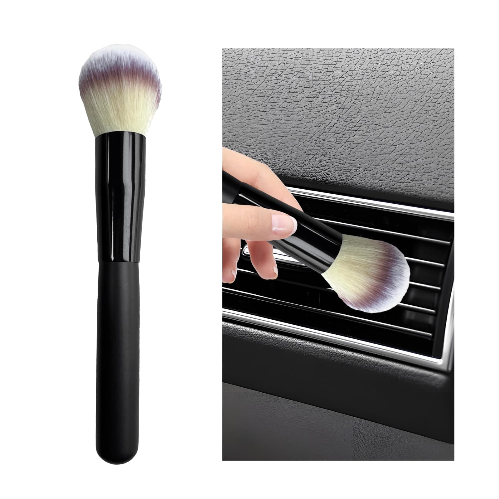 Car Interior Dust Brush, Soft Scratch Free Auto Detailing Brushes, Universal Vehicle Interior Cleaning Tool for Automotive Dashboard, Air Vents, Leather(Long Beige)