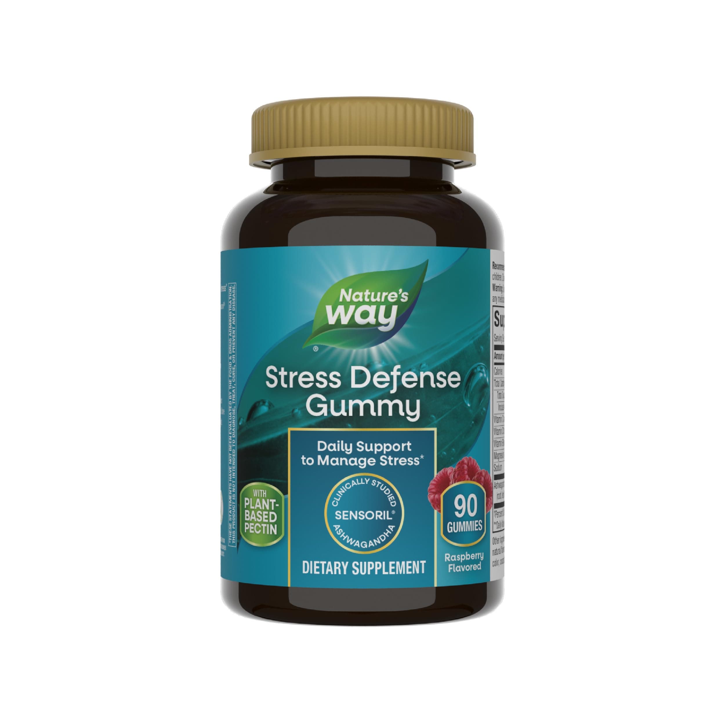 Nature's Way Stress Defense Gummies, Stress Support*, Supports Balanced Cortisol Response*, with Sensoril Ashwagandha, Vitamins B6, C, and D3, Raspberry Flavored, 90 Gummies (Packaging May Vary)