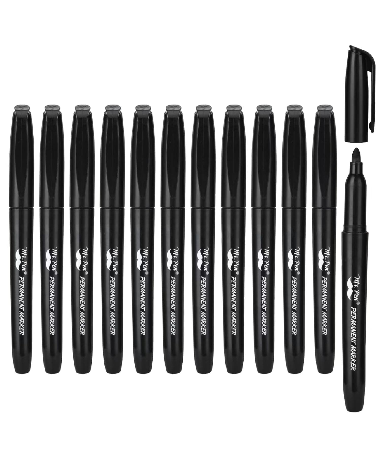 Permanent Markers, 12 Pack, Black, Fine Tip, Black Markers, Fine Tip Markers